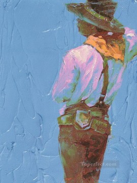 Original Cowboy Western Art Painting - back of cowboy western original